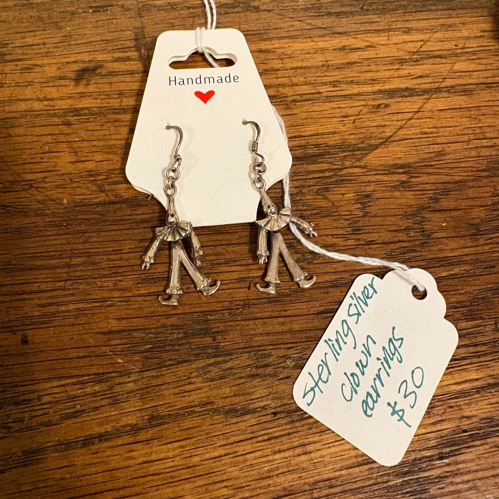 Sterling Silver Clown Earrings Vintage